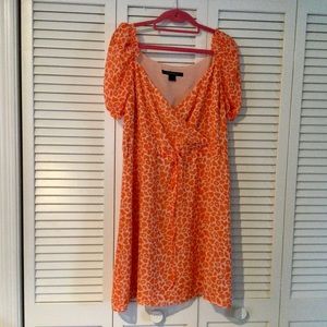 Orange print mini dress